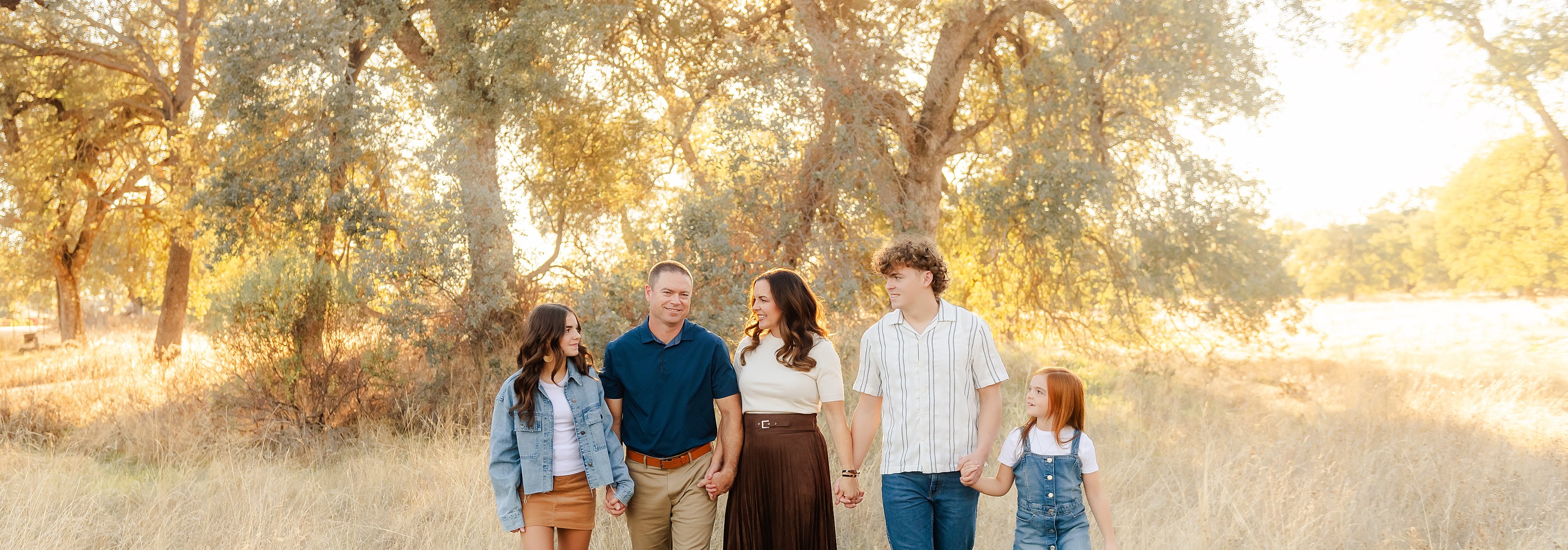 The Trimble family walking together in El Dorado Hills